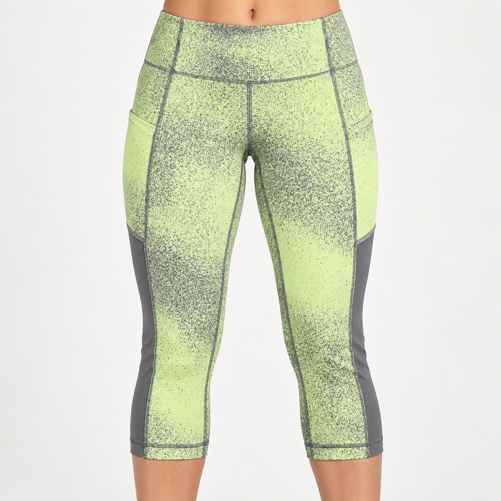 Lululemon Speed Up Crop Leggings Lime Green Grey Speckled High Rise Size 4